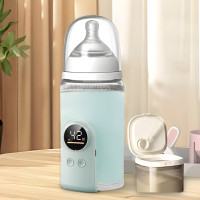 USB термос-підігрівач для дитячого харчування з LED-дисплеєм, контроль температури, блакитний