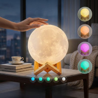Нічник 3D Луна Світильник 5 режимів 5 кольорів 3D Moon Touch USB акумуляторна