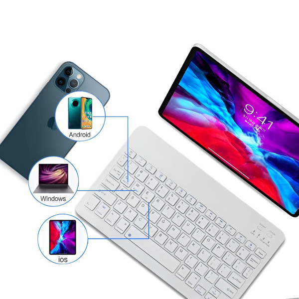 Комплект беспроводной мини-клавиатуры и мыши AND 5370 Bluetooth для ПК, ноутбука и планшета белый