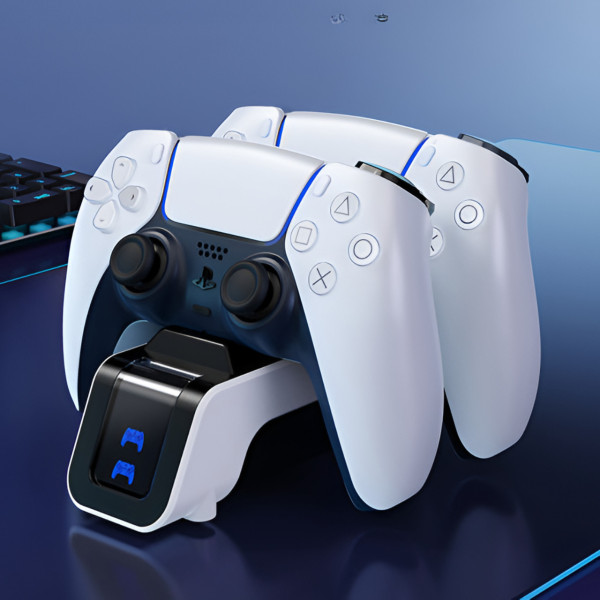 Док-станция Aolion PS5 DualSense для зарядки двух контроллеров белого цвета