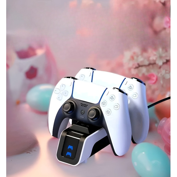Док-станция Aolion PS5 DualSense для зарядки двух контроллеров белого цвета