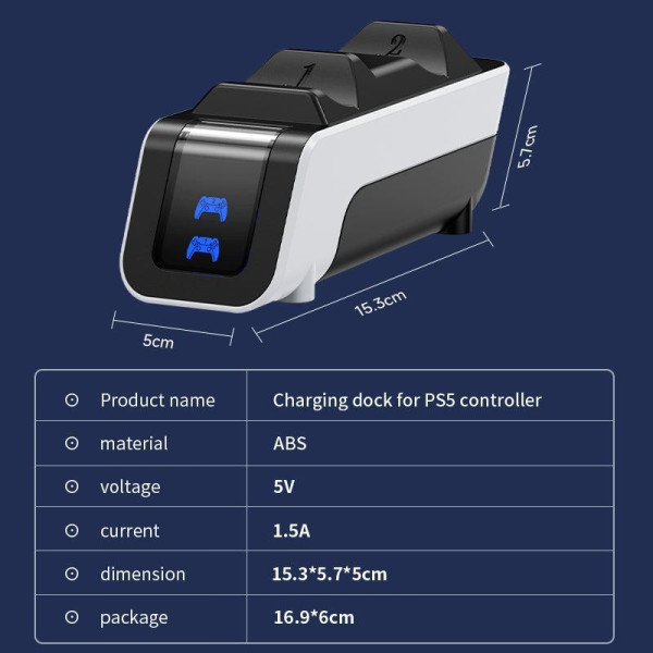 Док-станция Aolion PS5 DualSense для зарядки двух контроллеров белого цвета