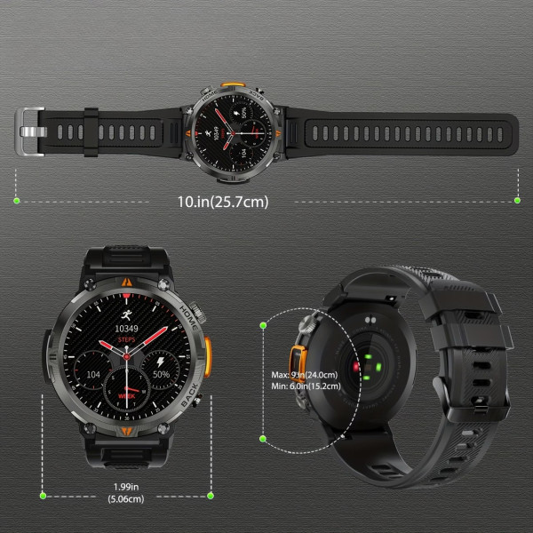 Спортивные умные часы LIGE S100 с пульсометром, Bluetooth, звонками и фонариком для мужчин