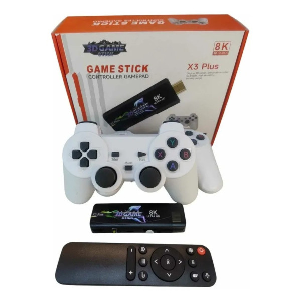 Портативная игровая консоль Game Stick X3 Plus 8K с HDMI, джойстиками, контроллером и пультом управления