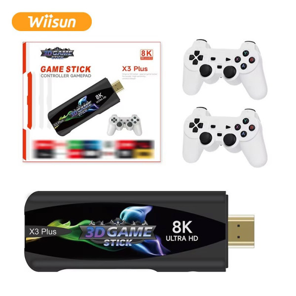 Портативная игровая консоль Game Stick X3 Plus 8K с HDMI, джойстиками, контроллером и пультом управления