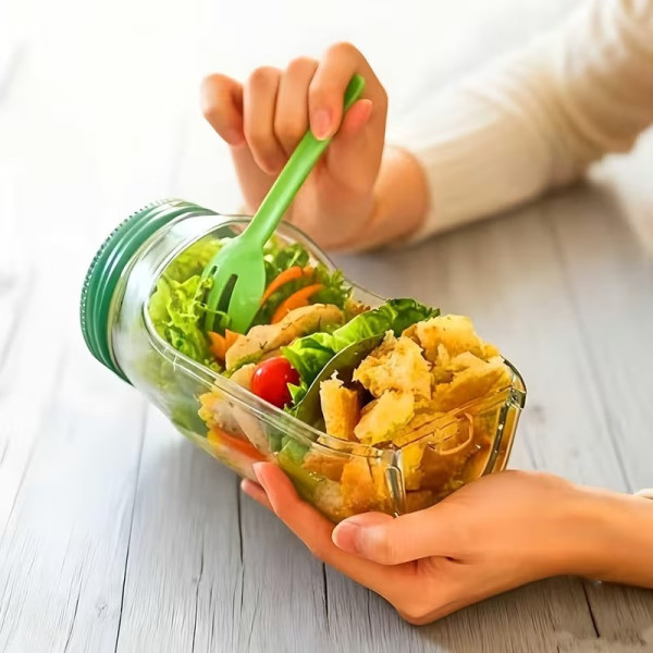 Портативный салатник AND1662 Salad Pad 300 мл с отделением для соуса из пластика прозрачный