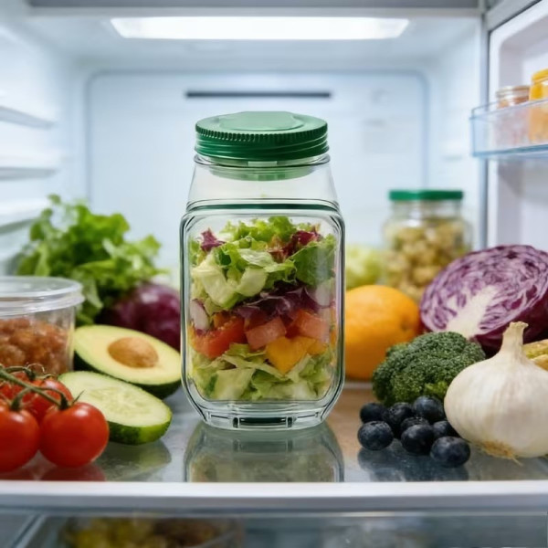 Портативный салатник AND1662 Salad Pad 300 мл с отделением для соуса из пластика прозрачный