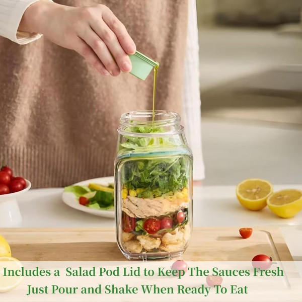 Портативный салатник AND1662 Salad Pad 300 мл с отделением для соуса из пластика прозрачный