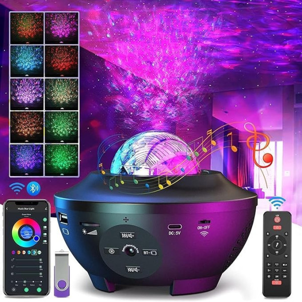 Ночник-проектор звездного неба AND 991 с LED подсветкой RGB и эффектом космоса и океана
