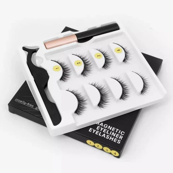 Магнитные накладные ресницы GlamLash AND 5509 3D без клея, 4 пары, линейные