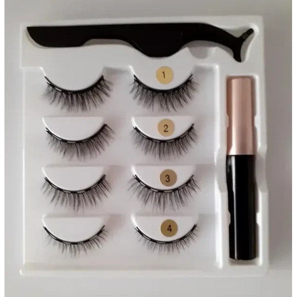 Магнитные накладные ресницы GlamLash AND 5509 3D без клея, 4 пары, линейные