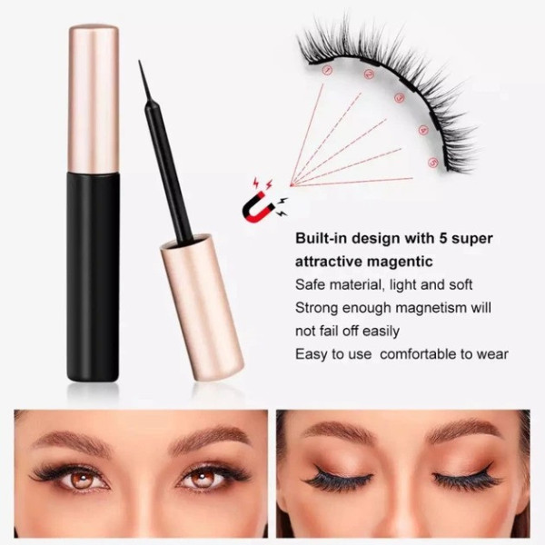 Магнитные накладные ресницы GlamLash AND 5509 3D без клея, 4 пары, линейные