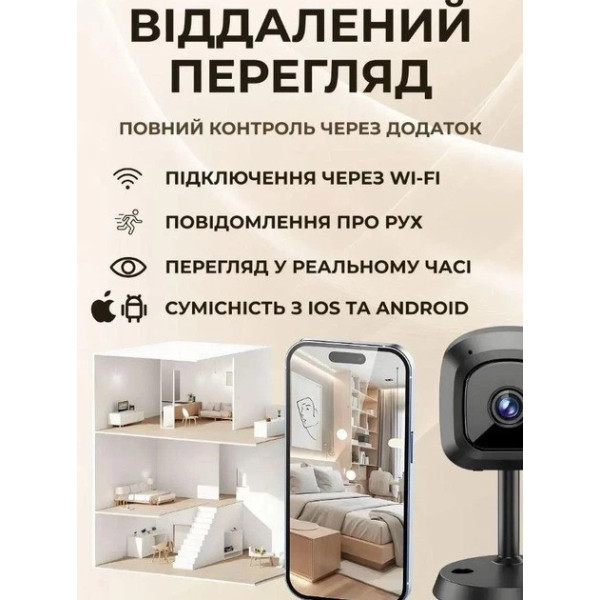 Wi-Fi камера видеонаблюдения AND 672 AM100 мини 5 Мп с режимом день/ночь и датчиком движения