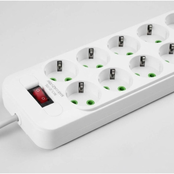 Мережевой фильтр-переноска D10 с 10 розетками и USB Type-C PD, длина 5 м