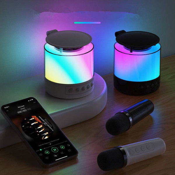 Беспроводная колонка K19 с Bluetooth, RGB подсветкой и микрофоном для караоке