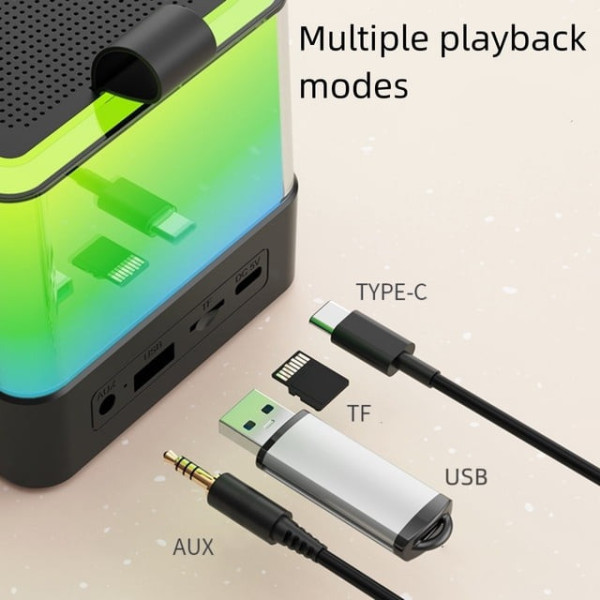 Беспроводная колонка K18 Bluetooth с караоке, RGB подсветкой и двумя микрофонами