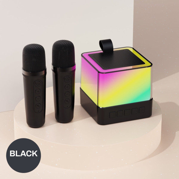 Беспроводная колонка K18 Bluetooth с караоке, RGB подсветкой и двумя микрофонами