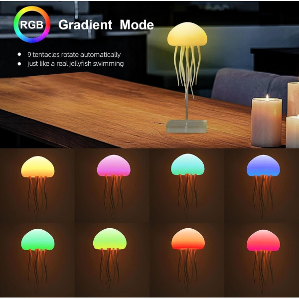 Ночник лампа медуза с RGB LED подсветкой и эффектом воды на аккумуляторе