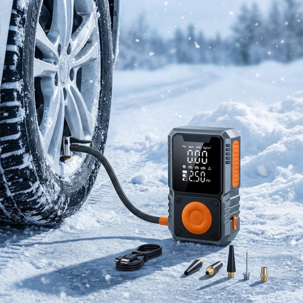 Аккумуляторный автомобильный компрессор De-FX391 для накачивания шин 5000 mAh беспроводной