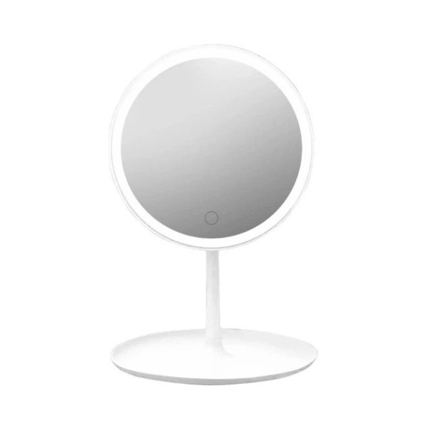Настольное косметическое зеркало AMIRO LED с сенсорной подсветкой и аккумулятором, круглое, портативное