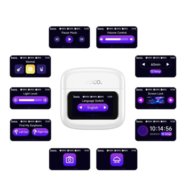 Беспроводные вакуумные наушники HOCO EQ14 TWS с Bluetooth и сенсорным дисплеем, встроенный микрофон