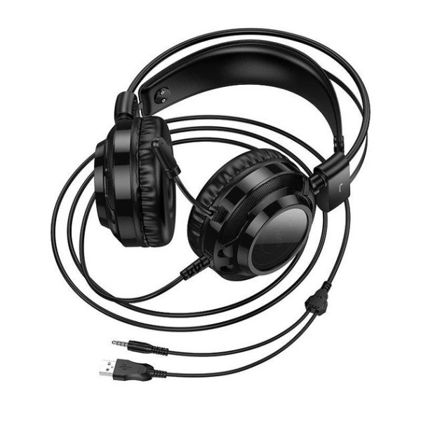 Проводные накладные наушники Hoco W110 с разъёмами USB и 3.5 мм, стерео микрофон