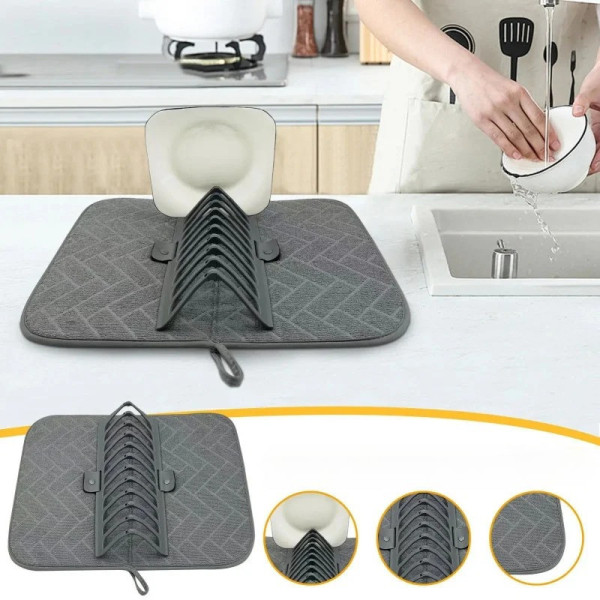 Настольная сушилка для посуды Dish Drain Rack с микрофибровым ковриком одного уровня