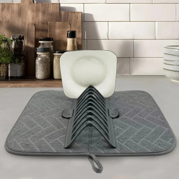 Настольная сушилка для посуды Dish Drain Rack с микрофибровым ковриком одного уровня