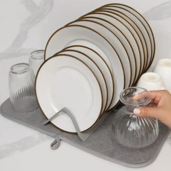 Настольная сушилка для посуды Dish Drain Rack с микрофибровым ковриком одного уровня