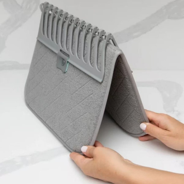 Настольная сушилка для посуды Dish Drain Rack с микрофибровым ковриком одного уровня