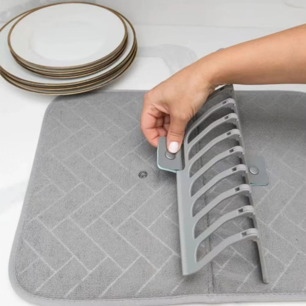 Настольная сушилка для посуды Dish Drain Rack с микрофибровым ковриком одного уровня