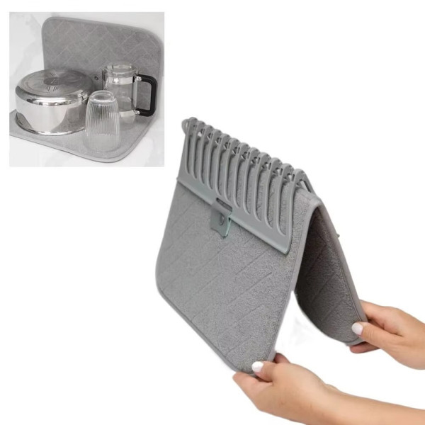 Настольная сушилка для посуды Dish Drain Rack с микрофибровым ковриком одного уровня