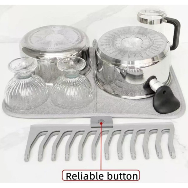 Настольная сушилка для посуды Dish Drain Rack с микрофибровым ковриком одного уровня