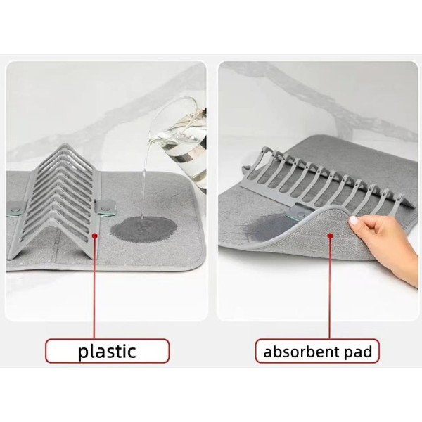 Настольная сушилка для посуды Dish Drain Rack с микрофибровым ковриком одного уровня