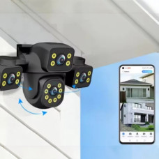 Камера IP QL4 12MP Wi-Fi уличная с тремя объективами видеонаблюдение