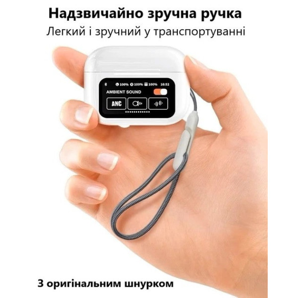 Беспроводные наушники-вкладыши TWS с Bluetooth, активным шумоподавлением ANC и цветным экраном, стереомикрофон