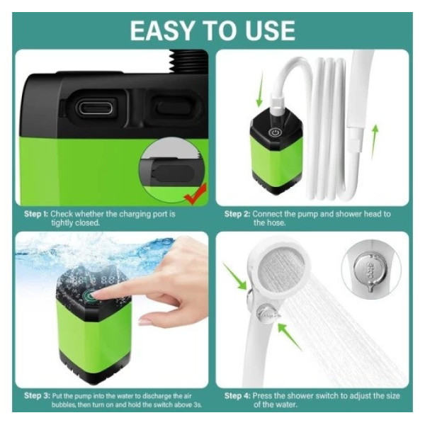 Переносной аккумуляторный походный душ Lixada 9000 mAh для использования в любых условиях