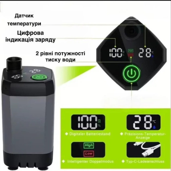 Переносной аккумуляторный походный душ Lixada 9000 mAh для использования в любых условиях