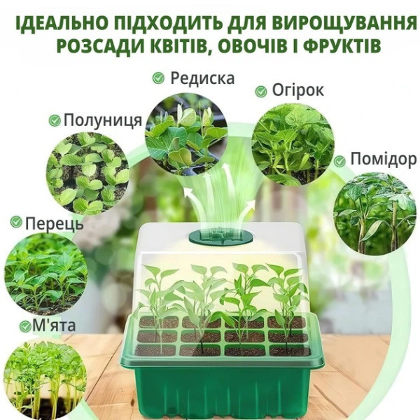 Мини теплица с 12 ячейками и вентиляцией для растений, односхилая форма
