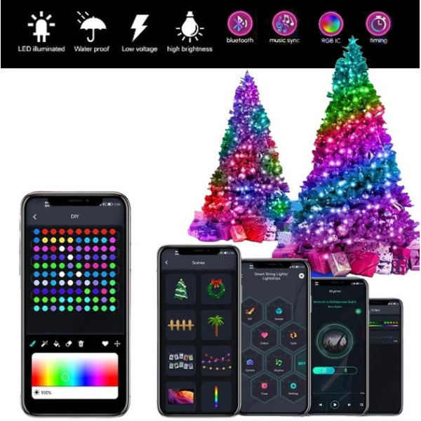 Лента светодиодная 10 м RGB Bluetooth гирлянда USB Dreamcolor