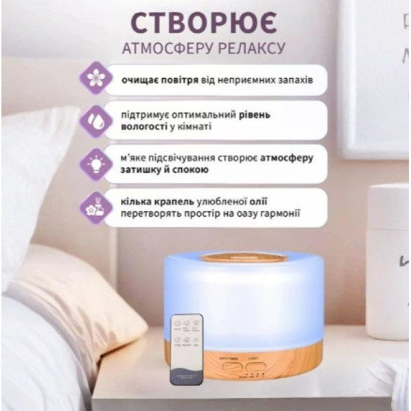 Ультразвуковой увлажнитель и очиститель воздуха VMHouse 700 мл с ночником и пультом управления