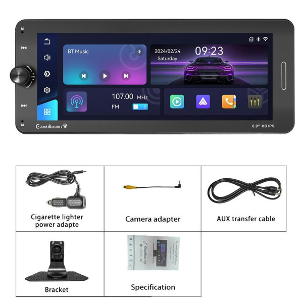 Автомобильный сенсорный экран 7" 601W с поддержкой CarPlay и Android Auto на базе Android