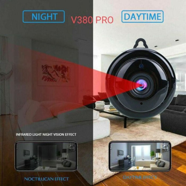 Миниатюрная WiFi IP камера видеонаблюдения V380 1080p с функцией видеоняни и ИК-подсветкой для внутреннего исп