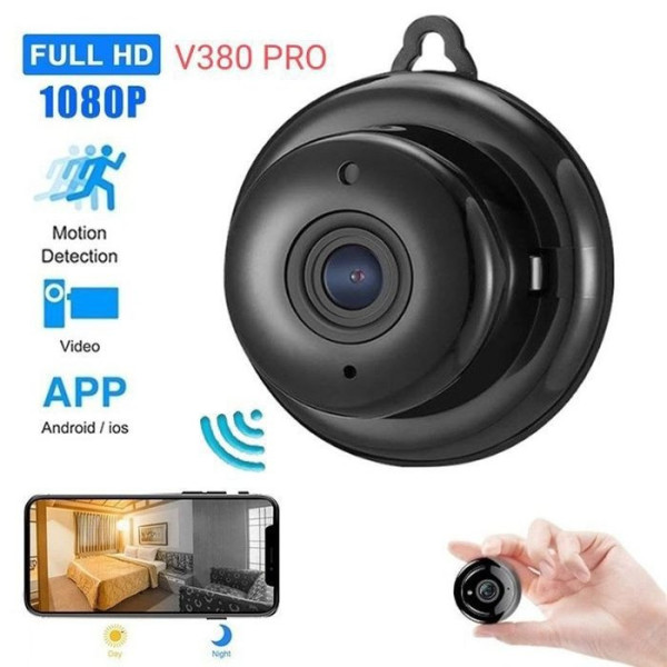 Миниатюрная WiFi IP камера видеонаблюдения V380 1080p с функцией видеоняни и ИК-подсветкой для внутреннего исп