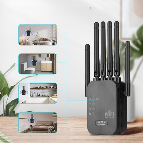 Репитер Wi-Fi для дома и квартиры с усилением сигнала и функцией точки доступа, питание от сети 220В