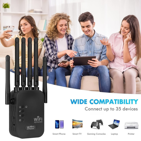 Репитер Wi-Fi для дома и квартиры с усилением сигнала и функцией точки доступа, питание от сети 220В