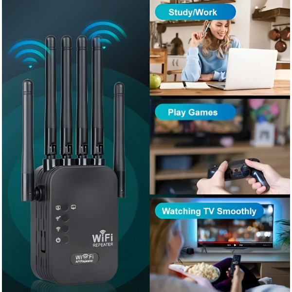 Репитер Wi-Fi для дома и квартиры с усилением сигнала и функцией точки доступа, питание от сети 220В