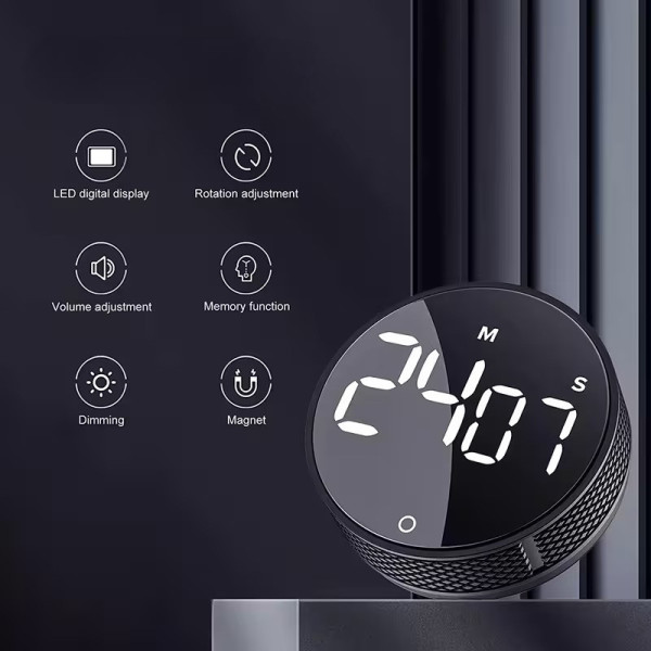 Цифровой кухонный таймер с LED-дисплеем, магнитом, секундомером и функцией обратного отсчёта