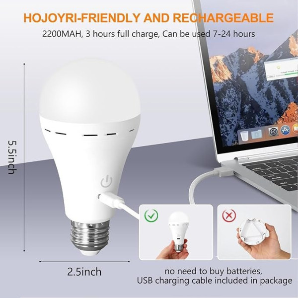 Аккумуляторная светодиодная лампа E27 A65 LED RGB с пультом и USB-зарядкой