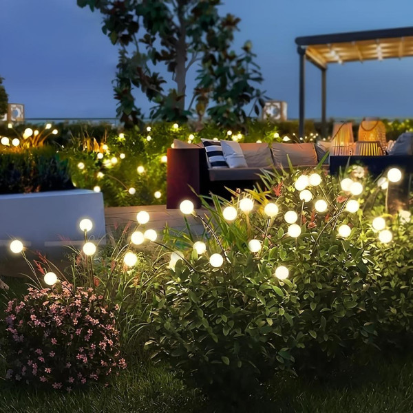 Декоративные LED фонари-светлячки для сада на солнечной батарее, 2 шт, с тёплым светом, в грунт